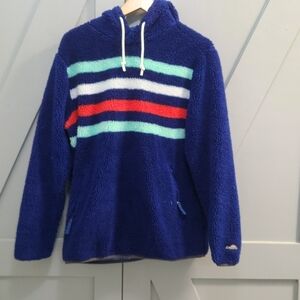 Chubbies M Hoodie Sherpa Sweatshirt Blue Fleece Kangaroo Pullover Stripes